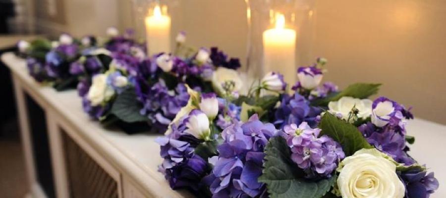 Flower wreaths and candles