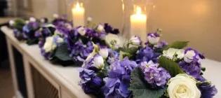 Flower wreaths and candles