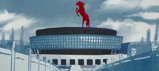ZJE fire horse standing on the auditorium