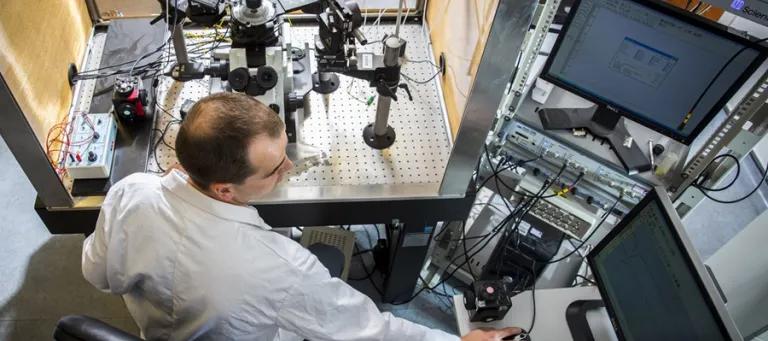 Image of a scientist working at their bench