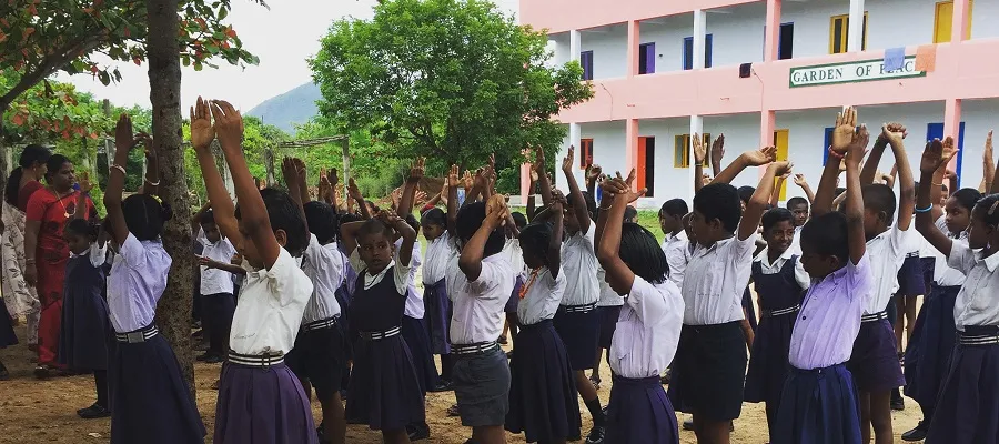 School children on first day