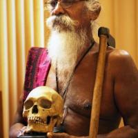 Wanniya Uruwarige, chief of the jungle-dwelling Vedda people at a ceremony in the University of Edinburgh's Playfair Library