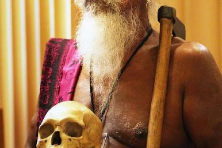 Wanniya Uruwarige, chief of the jungle-dwelling Vedda people at a ceremony in the University of Edinburgh's Playfair Library