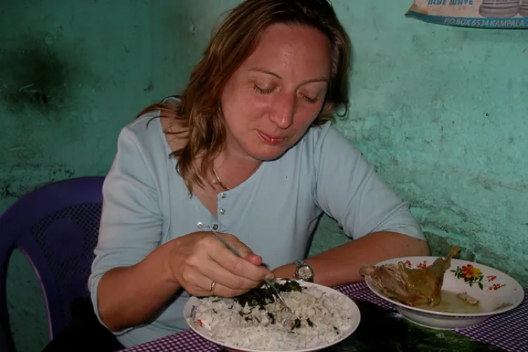 Prof Sue Welburn having a break in Uganda
