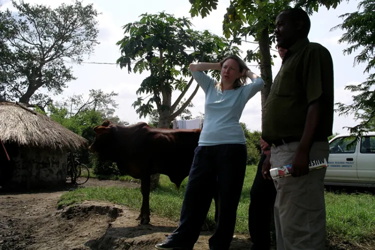 Prof Sue Welburn working in Uganda