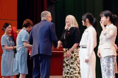 Prof Welburn receiving her award