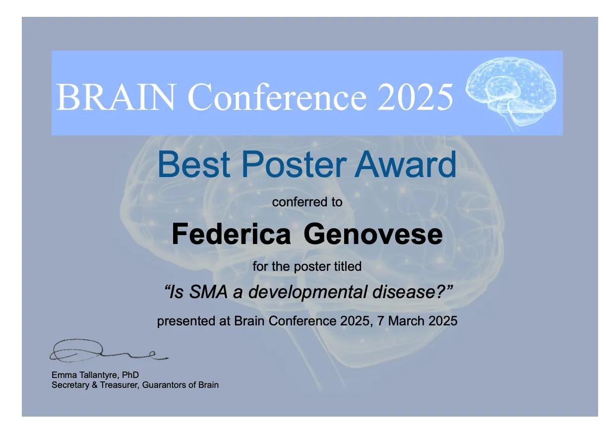 Image of Federica Genovese's Poster Prize Certificate