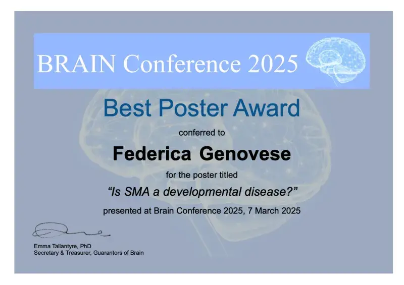 Image of Federica Genovese's Poster Prize Certificate