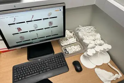 3D models next to computer set up
