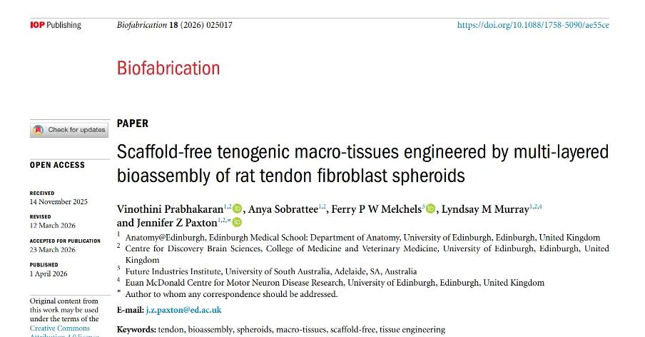 Image of Biofabrication article