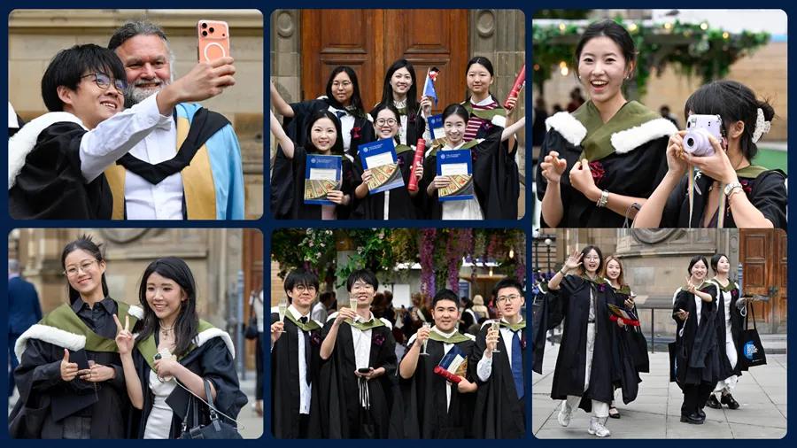 A photo collage of ZJE students at graduation
