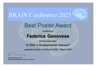 Image of Federica Genovese's Poster Prize Certificate