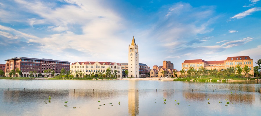 A veiw across the wetlands to Zhejiang campus